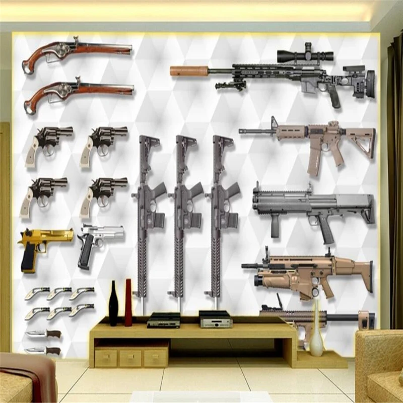 

Decorative wallpaper 3D creative gun background wall