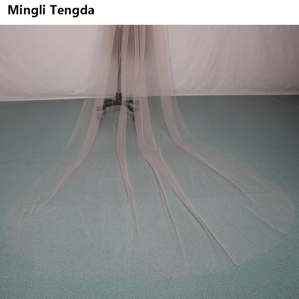 Mingli Tengda – voile De mariée rose avec peigne, une couche De 3 M De Long, voile De mariage, voile De mariée, voile avec bord découpé