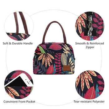 Aosbos 캔버스 휴대용 쿨러 점심 가방 열 절연 다기능 식품 가방 남성 여성 어린이를위한 음식 피크닉 도시락 가방