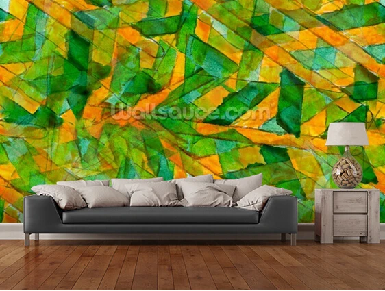 Custom 3D RETRO art wallpaper,Picasso Green Yellow Cubism  for living room bedroom kitchen background wall waterproof wallpaper