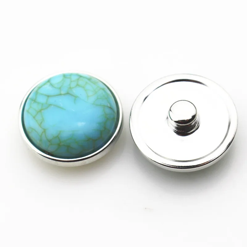 

100pcs Resin Imitation Of Turquoised Stone Snap Buttons DIY 20mm Ginger Bracelet&Bangle Jewelry Fitting