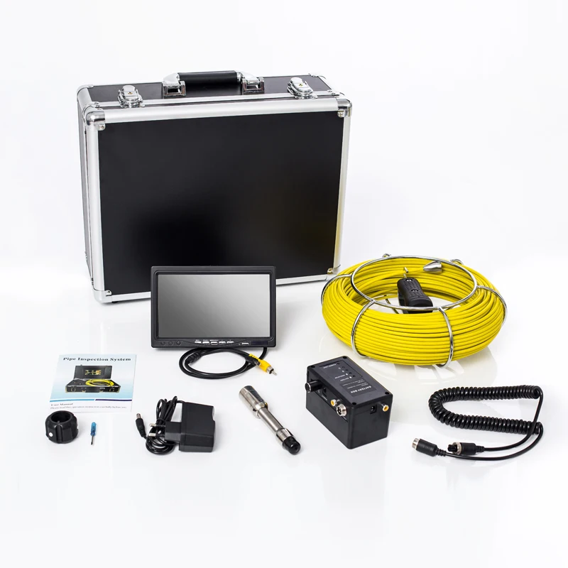 20M สายไฟเบอร์กลาสกันน้ําอุตสาหกรรม Endoscope ระบบตรวจสอบ 7 "LCD Monitor 12 ชิ้นไฟ LED สีขาว