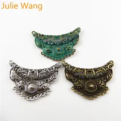 Julie Wang 3PCS Antique Bronze Green Silver Color Alloy Charms Connector Pendant Bracelet Necklace Jewelry Accessories Making