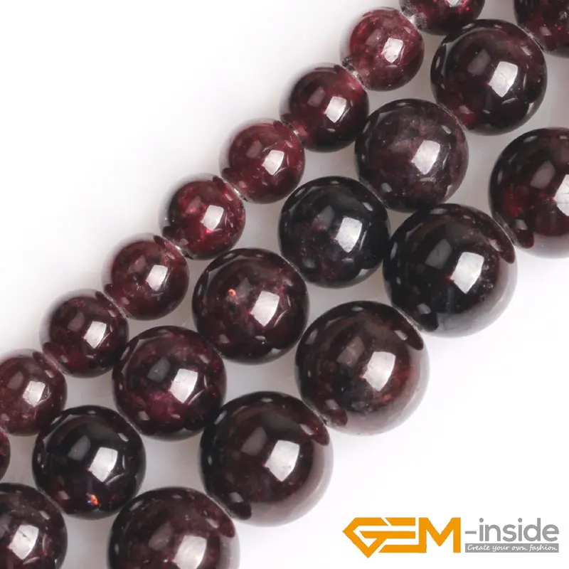 Natural Dark Red Garnet 1.5mm-2mm Big Hole Bead For Jewelry Making Strand 15 inch DIY Bracelet Necklace Jewelry Loose Beads