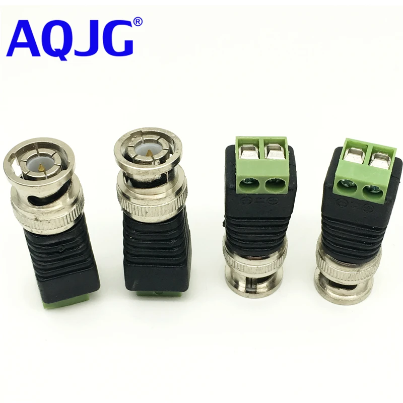 2pcs Adapter Converter BNC Male to AV Screw Camera CCTV Video Security System Balum Terminal Coaxial Coax CAT5 BNC Male AQJG