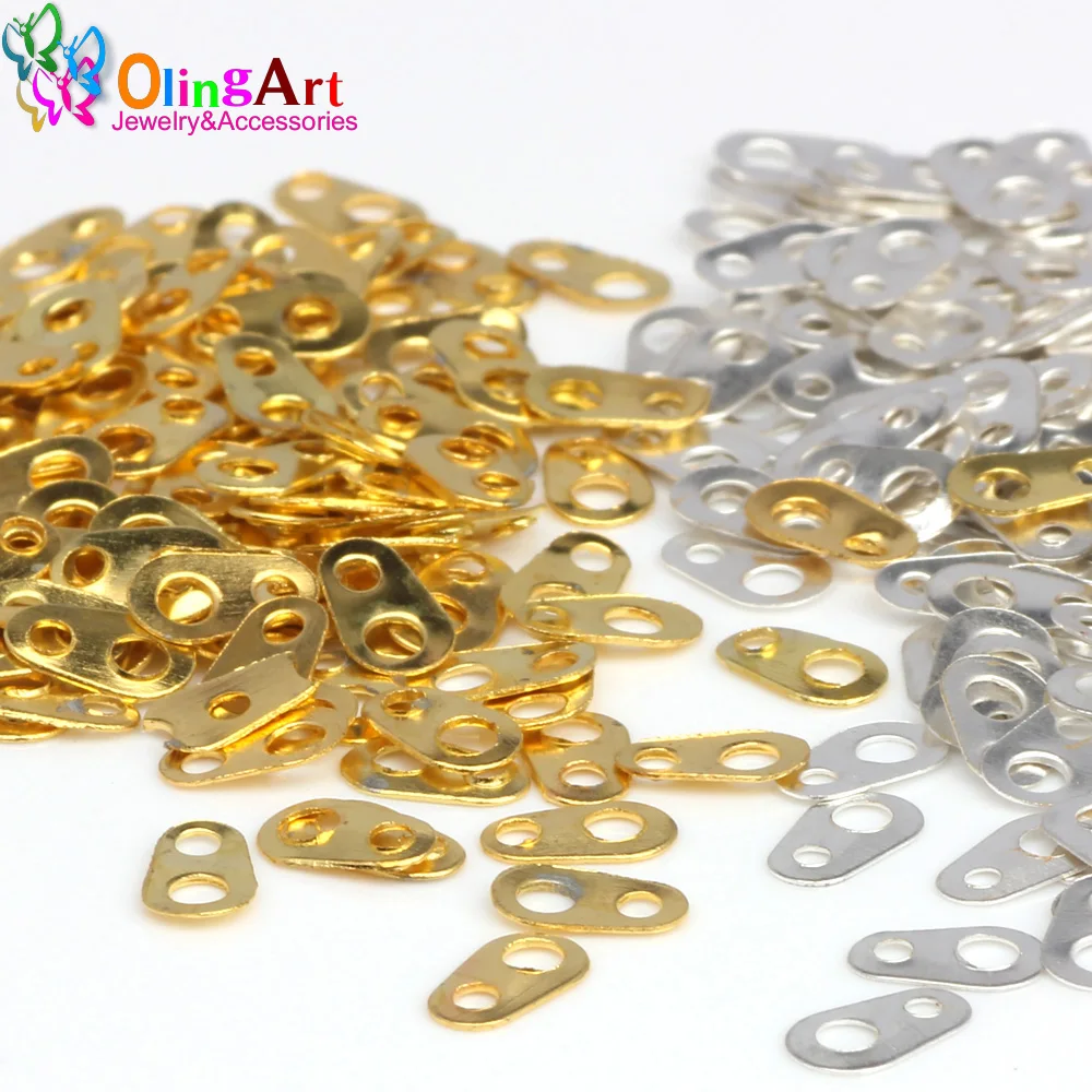 OlingArt 6MM/9MM 360pcs/Lot Plated Gold Silver Color Metal Crimp End Caps Beads For DIY Bracelet Necklace Jewelry Making