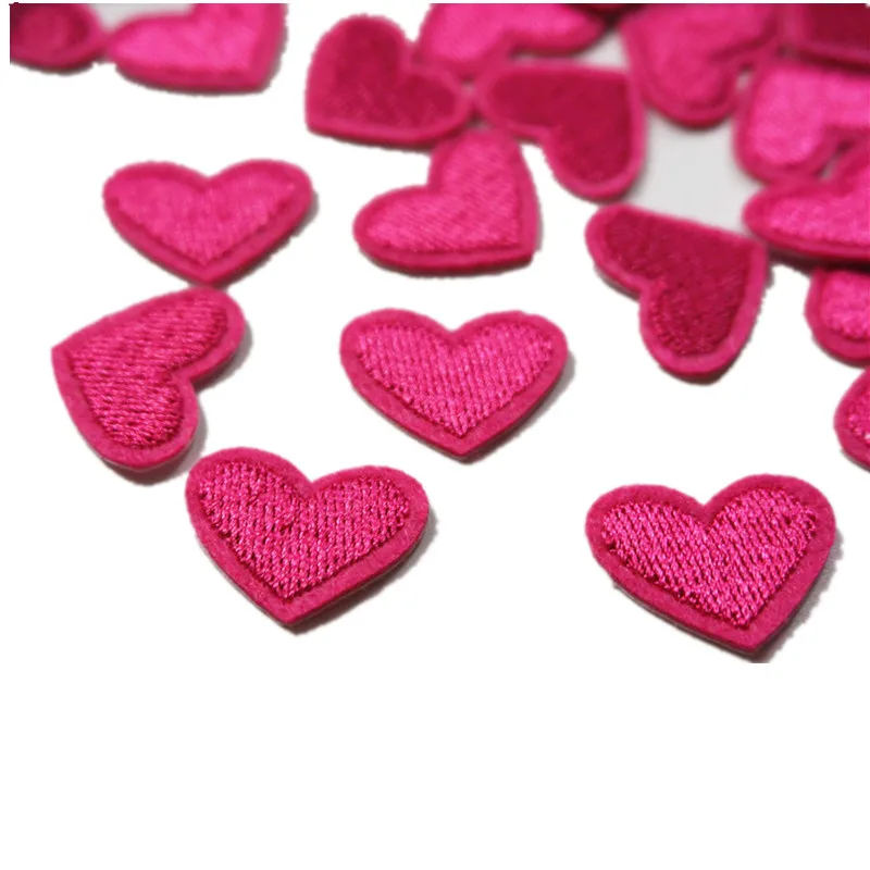 10PCS Embroidered Patches Red Pink Hearts Sew Iron On Embroidery Badges For Bag Jeans Hat T Shirt DIY Appliques Craft Decoration