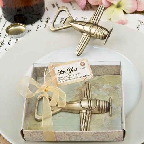 (10 Pieces/Lot) Unique Destination Wedding Favors of Vintage Airplane Bottle Opener party Favors and travel themed wedding gift