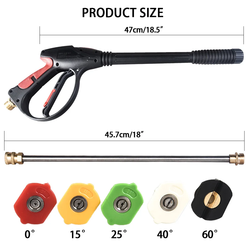 4000PSI Spray Gun Car High Pressure Washer Gun with 19'' Extension Wand 4 Quick Connect Nozzles 1 Soap Nozzle for Home Washer