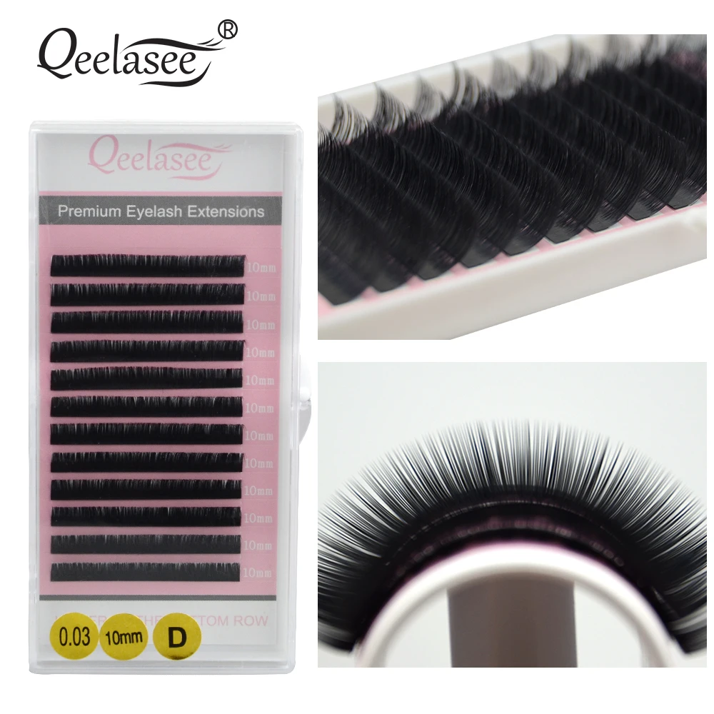 All Sizes 20 Pcs Black Mixed Individual Eyelash Extension Set Mink Silk Fake Eye Lashes in South Korea Materials