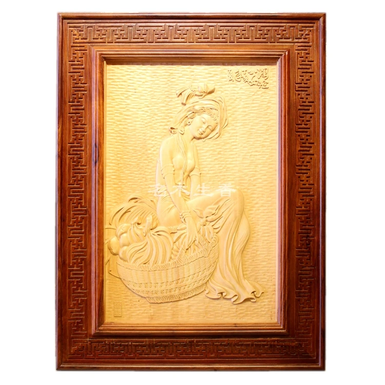 

Dongyang classical wood carving Pendant boutique relief plaque hanging seat screen porch wall girl special offer free shipping