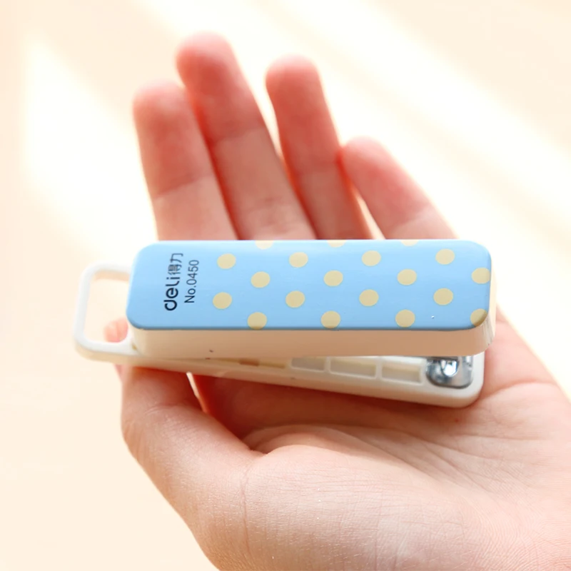 Deli Portable Manual Mini Stapler Set 10# Color Staples Office School Supply Student Stationery Gift Business Binding Tool