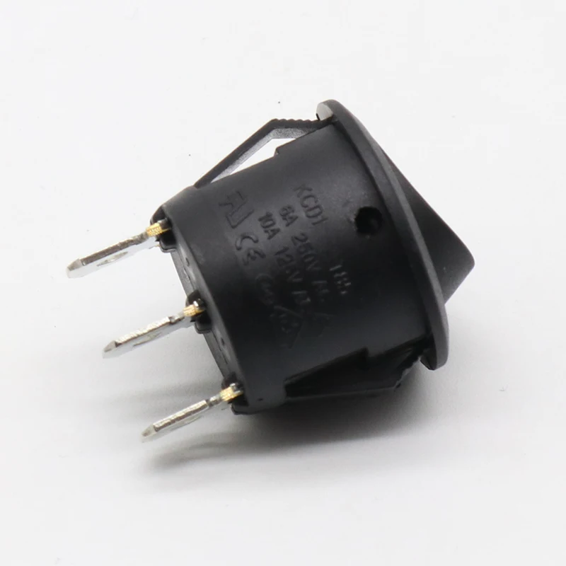 5Pcs Mini Round Black 3 Pin SPDT ON-OFF Rocker Switch Snap-in