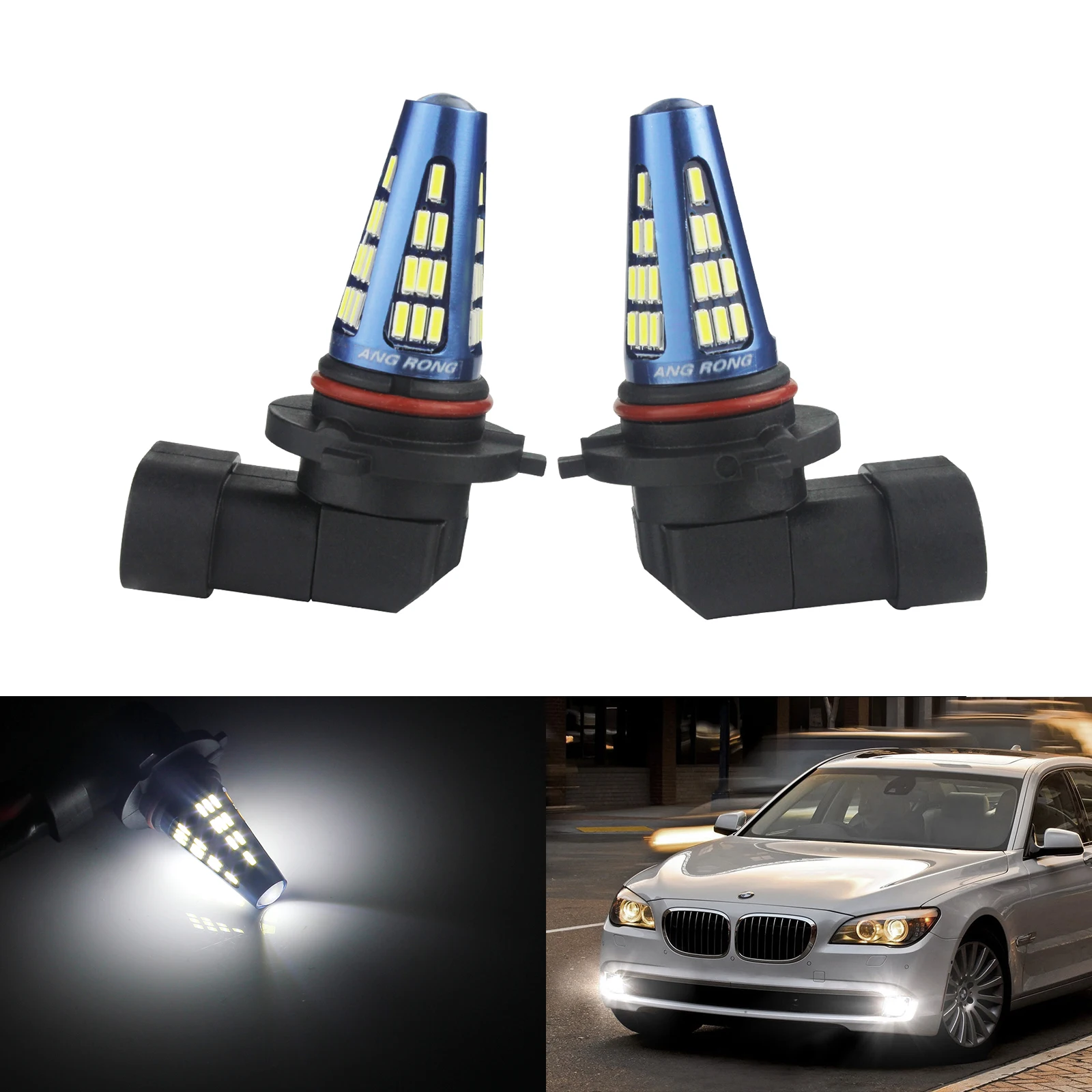 ANGRONG 2X HB3/9005 Xenon White SMD 48 LED Daytime Running Driving Fog Light Bulbs DRL