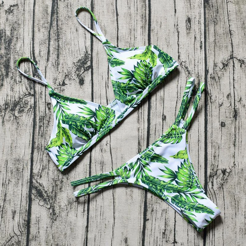 ZTVitality Sexy Swimsuit Female Bikini 2019 New Arrival Beach Leaf Print Patchwork Low Waist Swimwear Women Brazilian Biquini