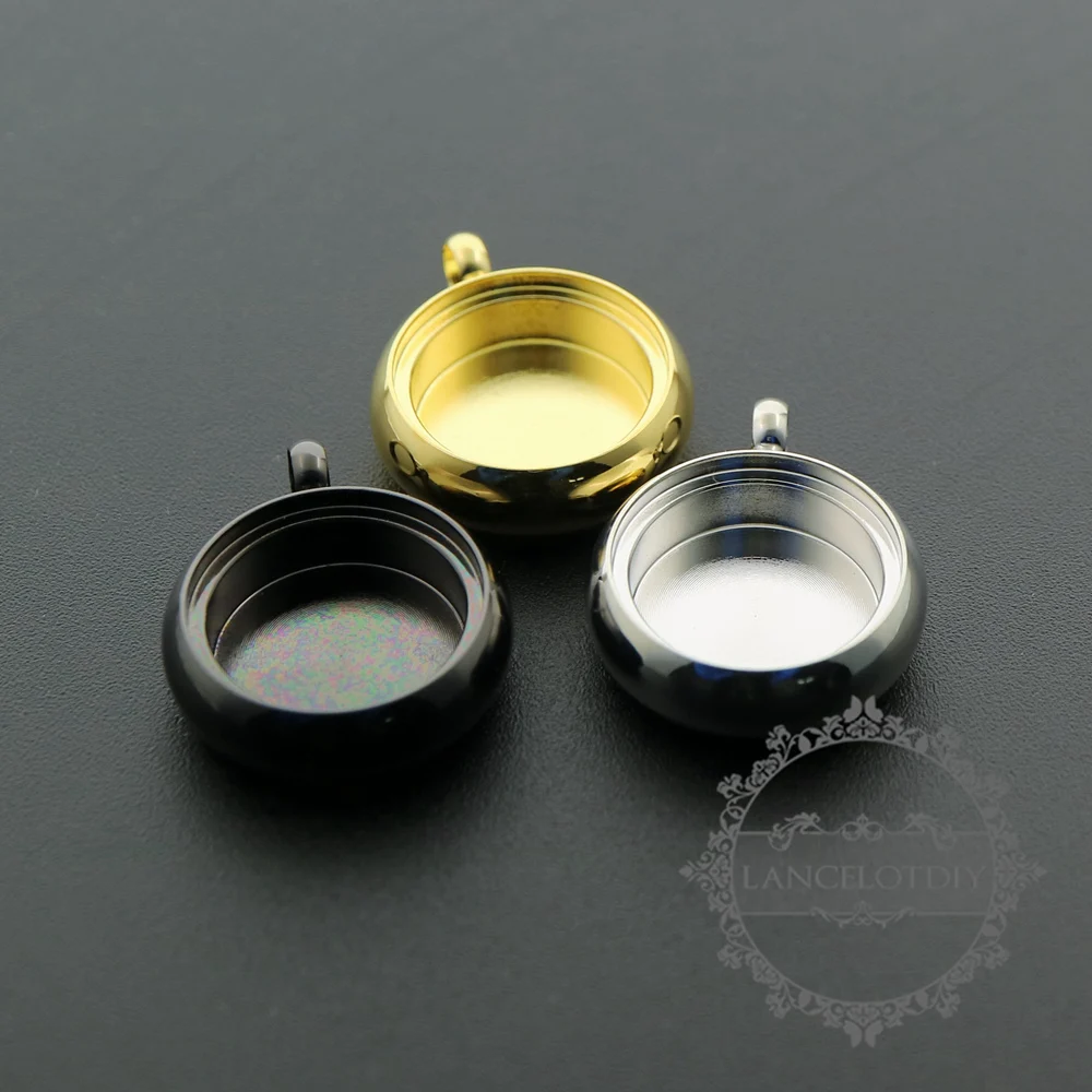 16mm round bezel 5mm depth gun black,gold,silver floating pendant charm supplies 1411199