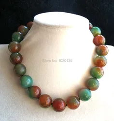 wholesale red green agate round 8/10/12/14/16/18/20mm necklace 17.5