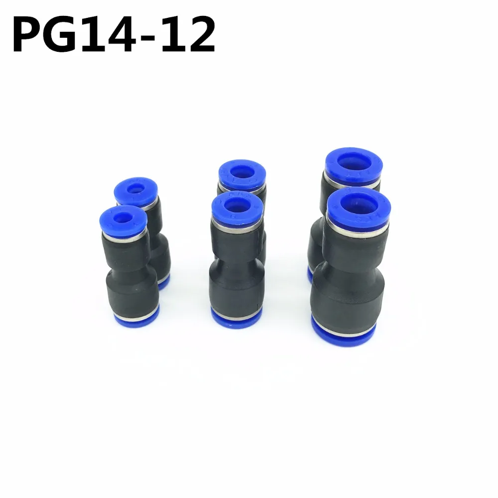 10Pcs PG14-12 14mm to 12mm Pneumatic Fittings Push In Straight Reducer Connectors For Air Water Hose Plastic Pneumatic Part