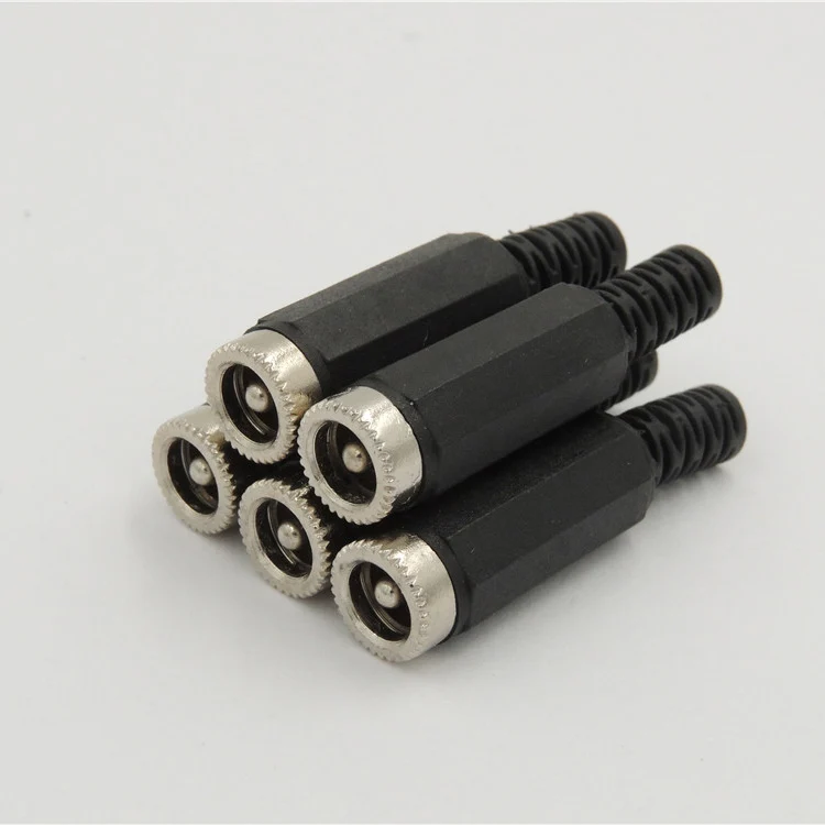 

100PCS Black Plastic End 5.5mm x 2.5mm DC Power Female plug jack Connector Silver Tone InLine Socket for CCTV