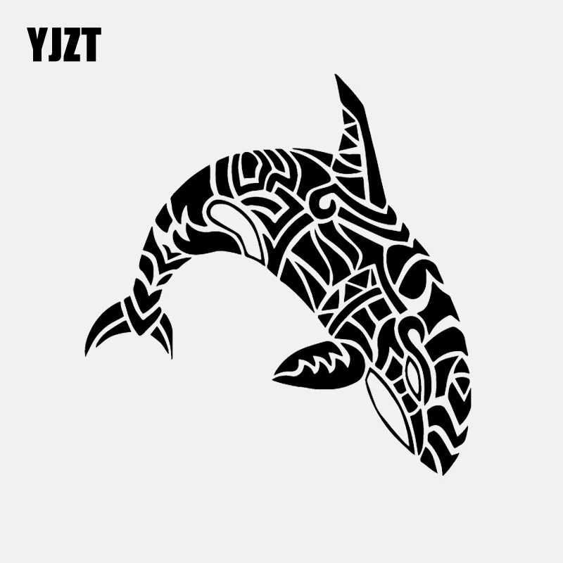 YJZT 14.9CM*15.5CM Car Sticker Dolphin Whale Fish Patterns Sea Ocean Vinyl Decal Black/Silver C24-0816