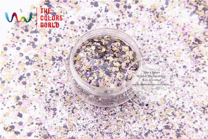 

HH2104-216 Mix Colors Hexagon Shape Glitter Sequins for nail art DIY decoration and Holiday decorations