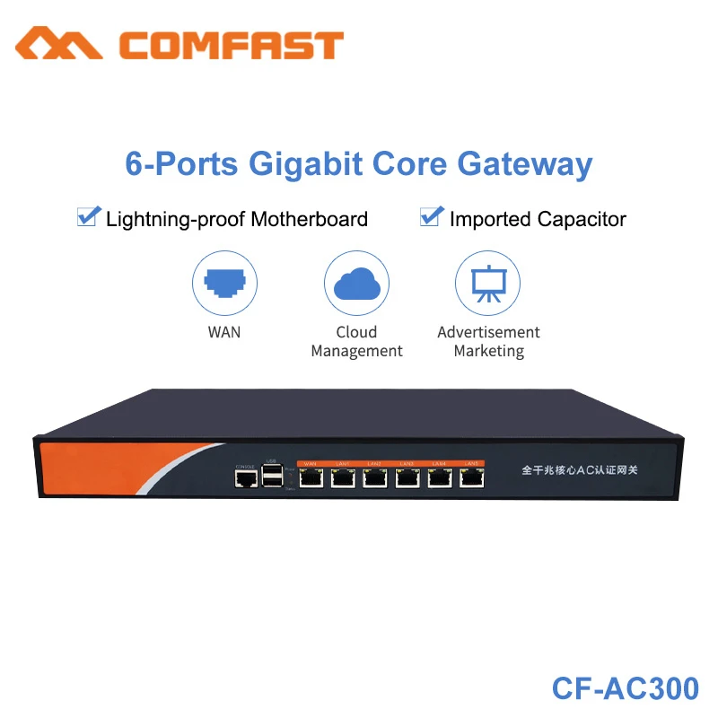 Comfast CF-AC300 6 Ports Gigabit AC WiFi Core Gateway Enterprise Load Balancing Router Multi Wan Wifi Project Roaming Controller