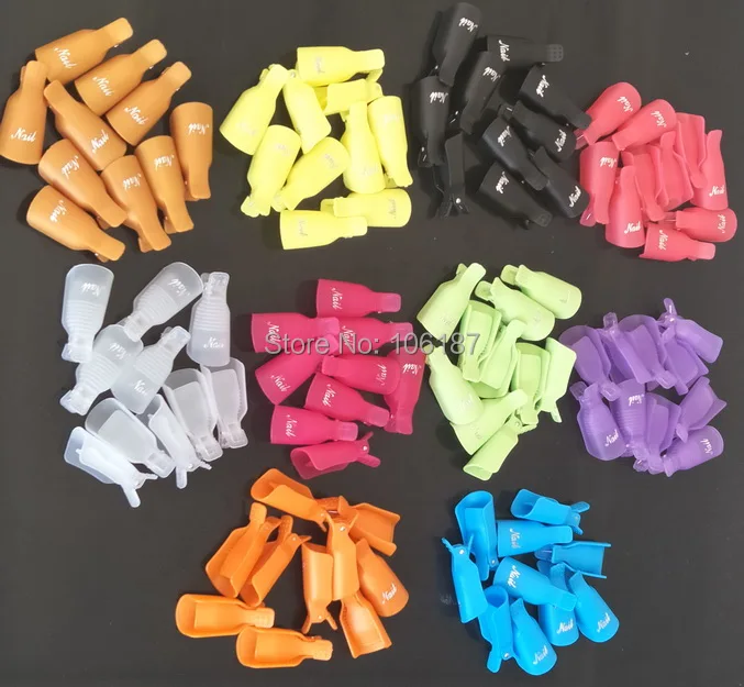 

10Sets Acrylic Reusable Gel Nail Polish Remover Wrap Nail Art Soak Off Nail Polish Remover Cleaner Clip Cap Gel Remover Tool