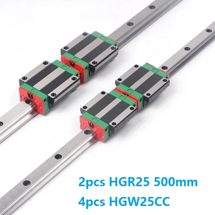 China Made 2pcs Linear Guide Rail HGR25 -L 500MM + 4pcs HGH25CA Or HGW25CC Linear Sliding Block Carriage CNC Router Parts