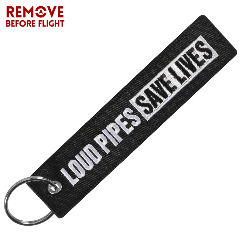 Car Keychain Embroidery Loud pipes SAVE LIVES Customzied llavero coche key ring Black key holder Tags For Motorcycles Cars Gift