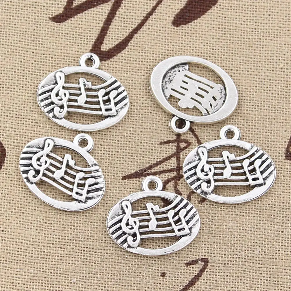 15pcs Charms Musical Disc 20x17mm Antique Making Pendant fit,Vintage Tibetan Bronze Silver color,DIY Handmade Jewelry