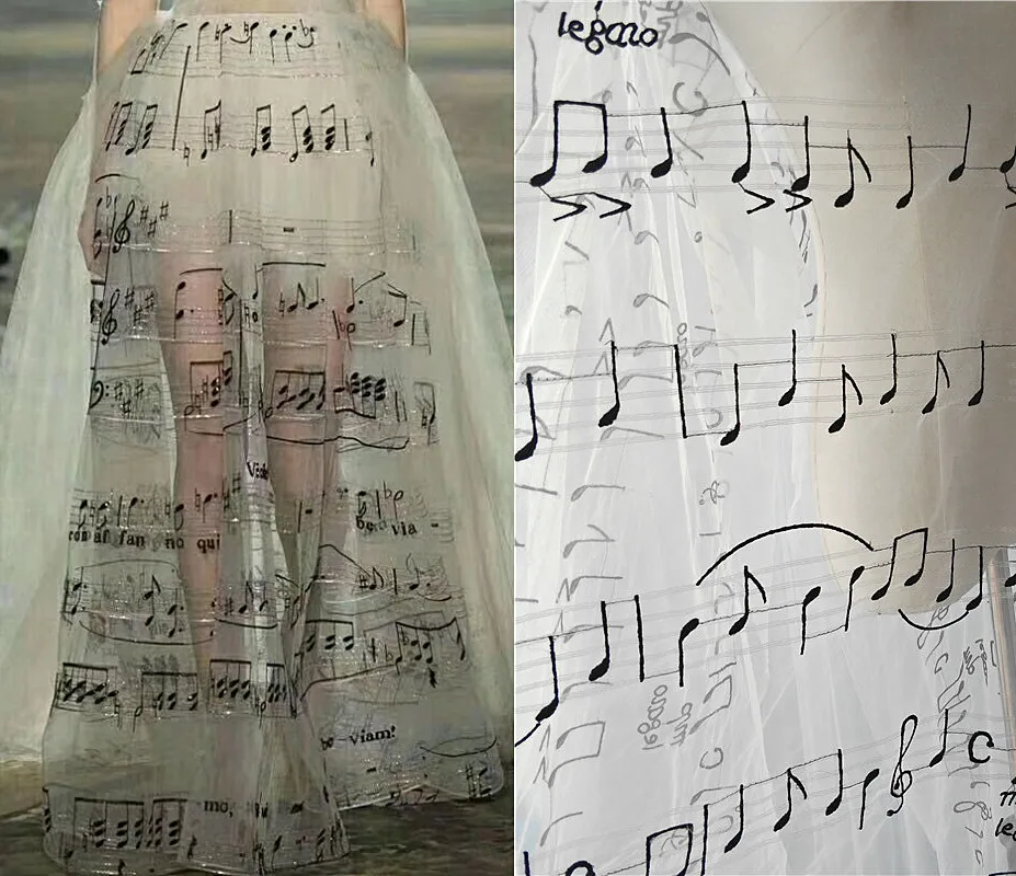 Summer high grade Note sheet music lace fabric wedding dress performance DIY accessories