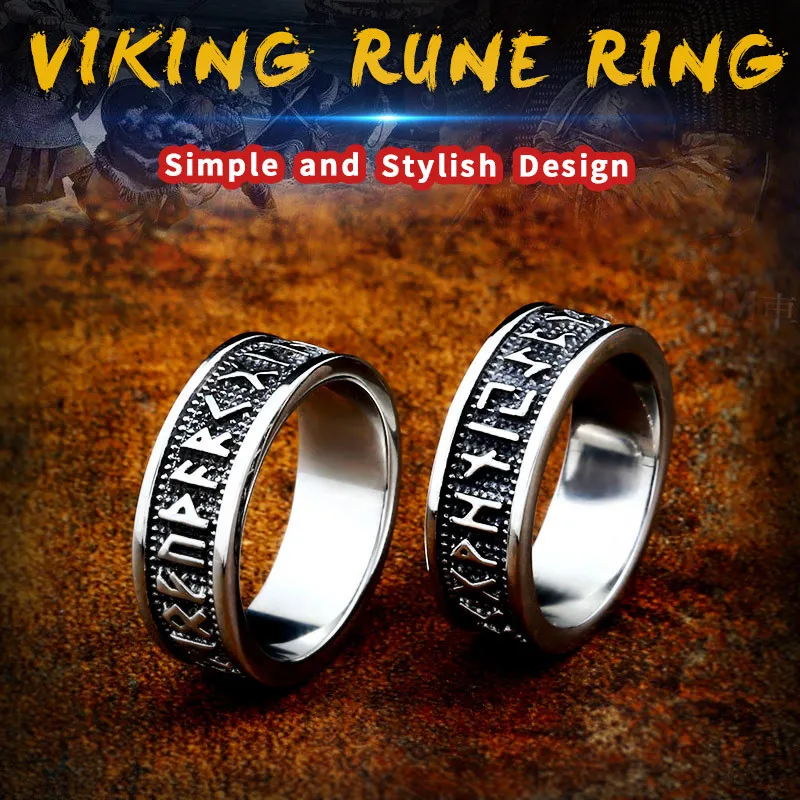 Beier 316L Stainless Steel Nose Viking Amulet Rune Words Odin \'s Symbol For Men Scandinavian Wholesale Ring Jewelry BR8-595