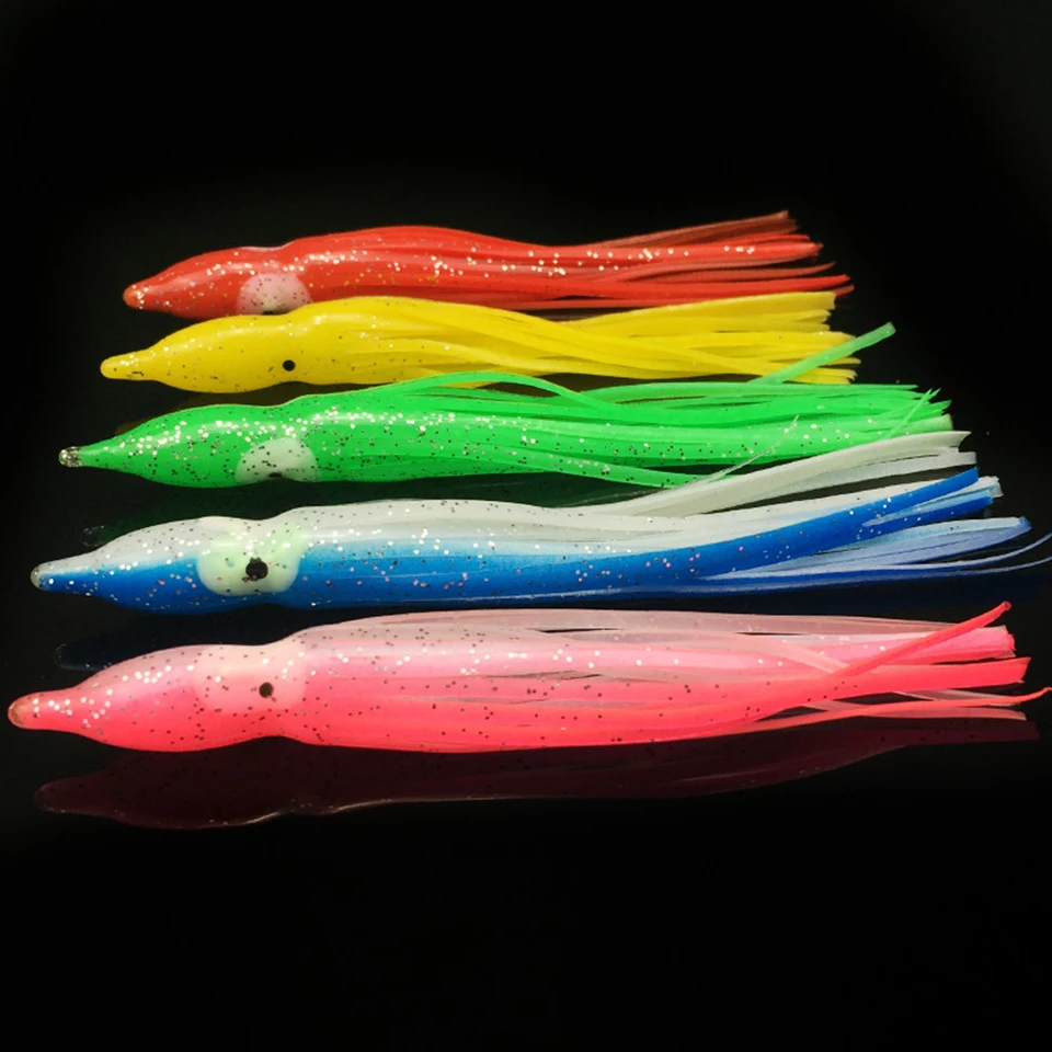 WALK FISH 5PCS Soft Fishing Lure 11cm Octopus Lure Fishing Tackle Bait Skirt Fishing Bait Squid Jigs Shrimp Lure