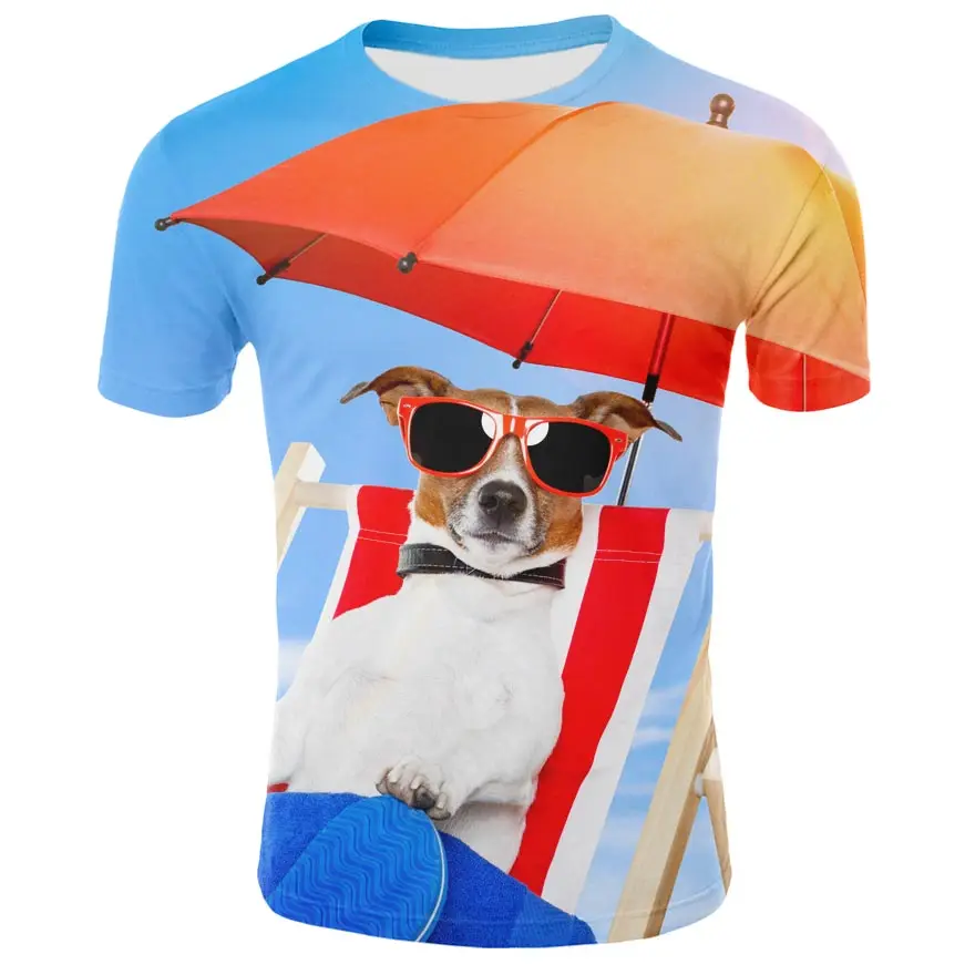 Summer Children Fashion T-Shirt Cute Unicorn Rainbow Panda Cat Tiger Boss Dog Galaxy Paint T Shirt Boy Girl Kids 3d Print Tshirt