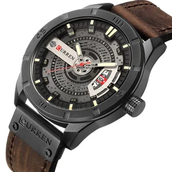 CURREN Uomini di Sport Militari Orologi da Uomo Quarzo Data Orologio Uomo Casual Orologi Da Polso In Pelle Relogio Masculino