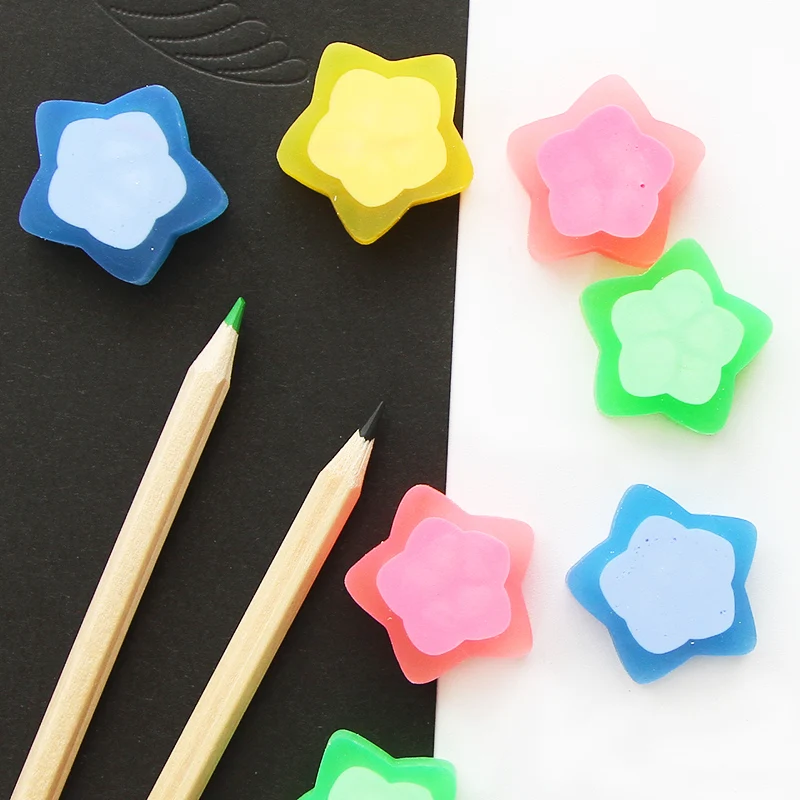 

2Pcs/Lot Novelty Cute Star Love luminous Eraser Jelly Rubber kawaii Creative Stationery School Supplies Papelaria Gift For Kids