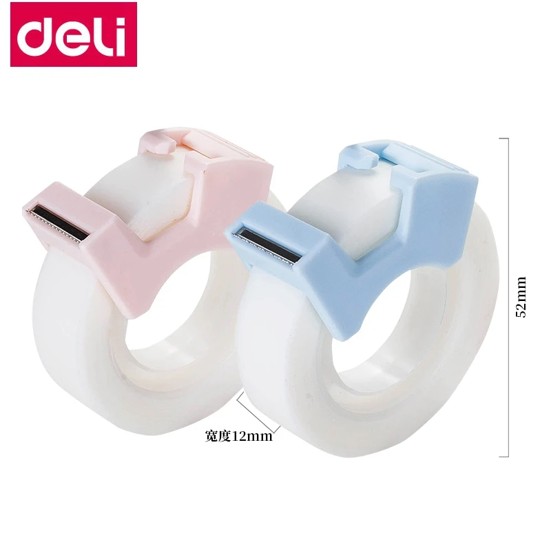 Deli – ruban de masquage transparent kawaii, 2 pièces/carte, bleu/rose, pour copie, écriture, étudiant, cadeau, découpe, 2 pièces, 30112