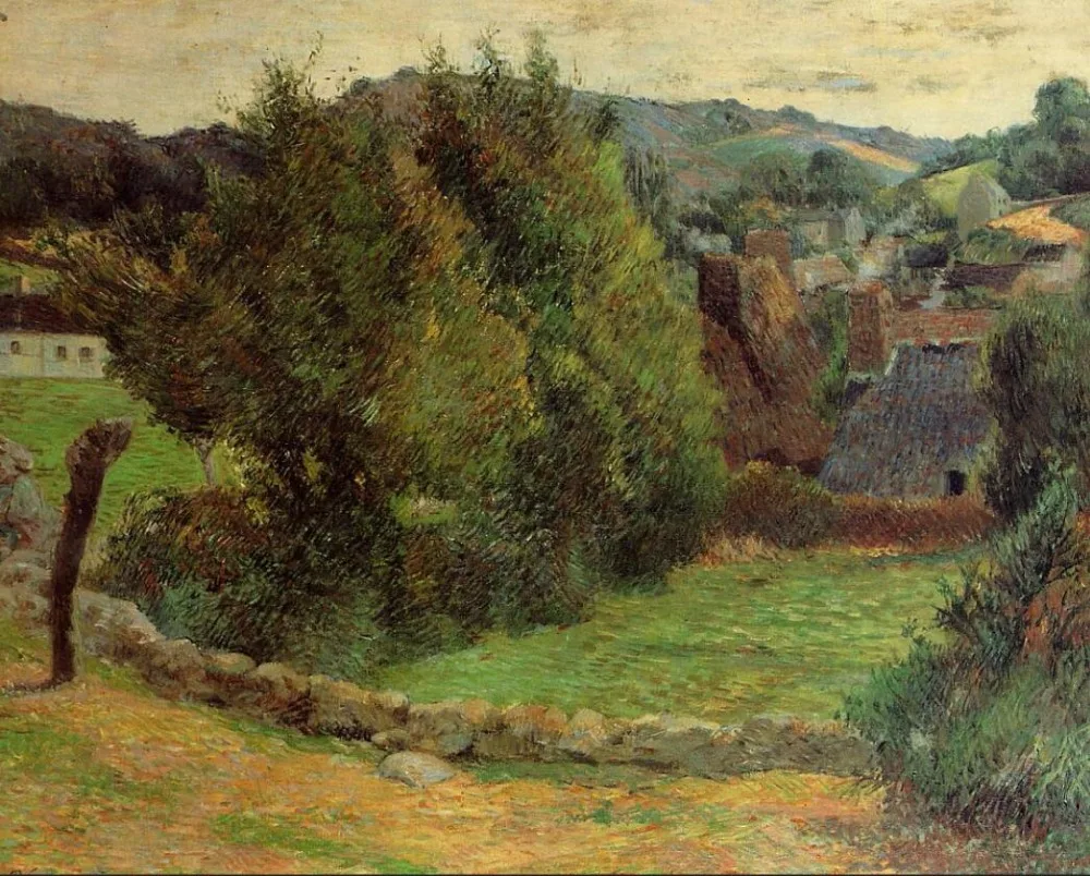 High quality Oil painting Canvas Reproductions Landscape at Pont-Aven (1886) by Paul Gauguin hand painted