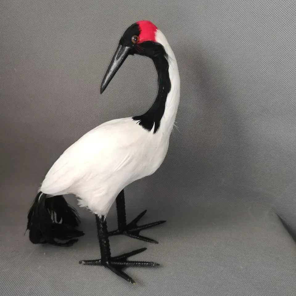 simulation cute standing Red-crowned crane model foam&feathers bird model home decoration props gift about 30cmd2544