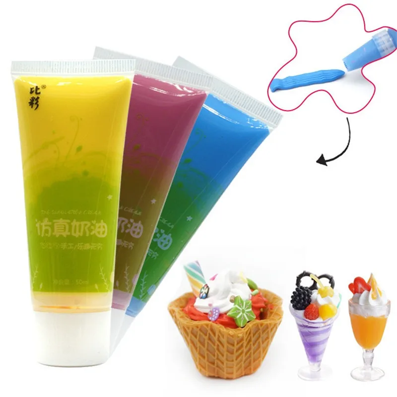 1pc Random Color Quick Drying Simulation Cream Glue For Jewelry Rhinestone Phone Case DIY Children Toys Cake Decorating Tool