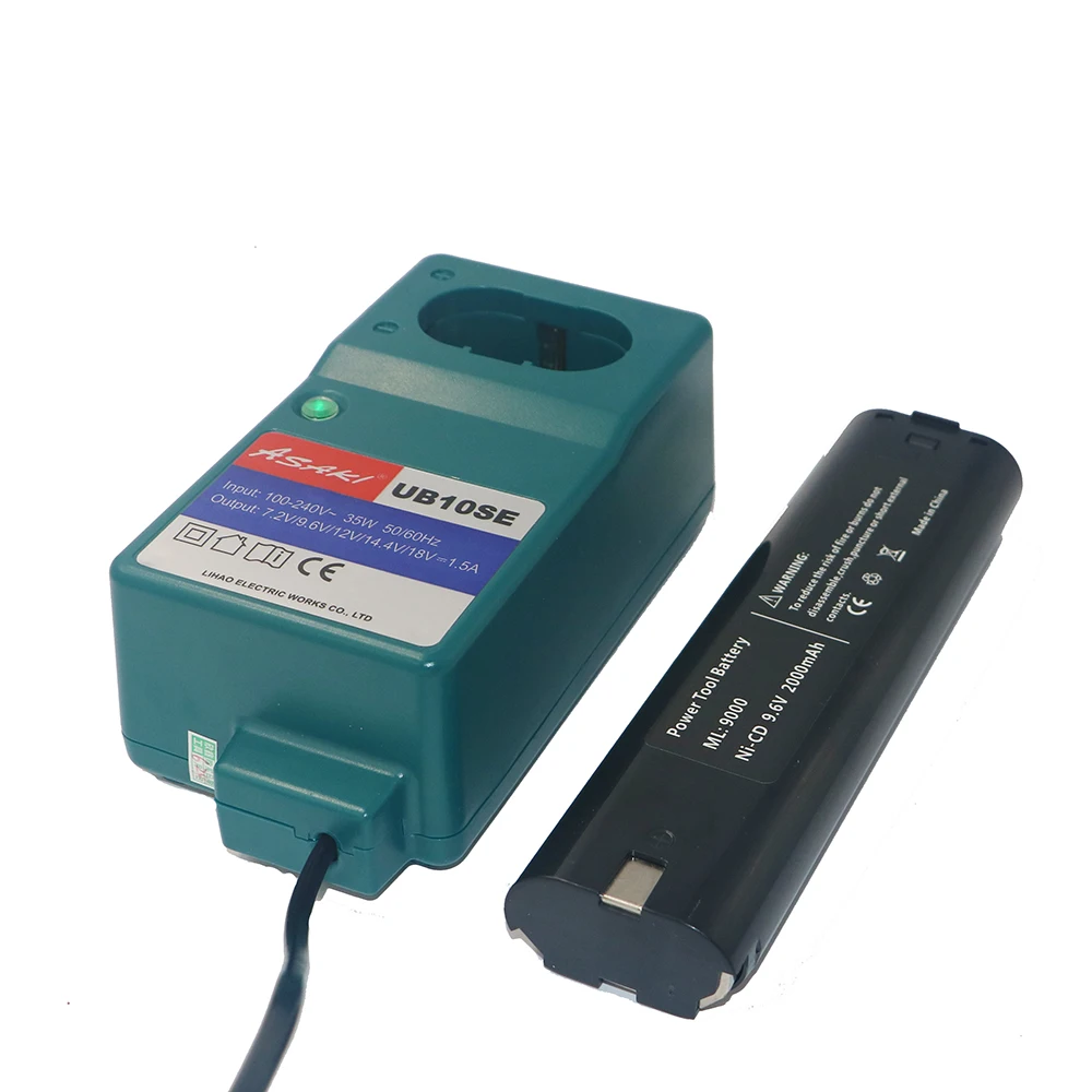 DVISI 9.6V 2000mAh Rechargeable Battery with mini interchangeable Charger for Makita 9000 9001 6092D 2.0Ah Ni-CD