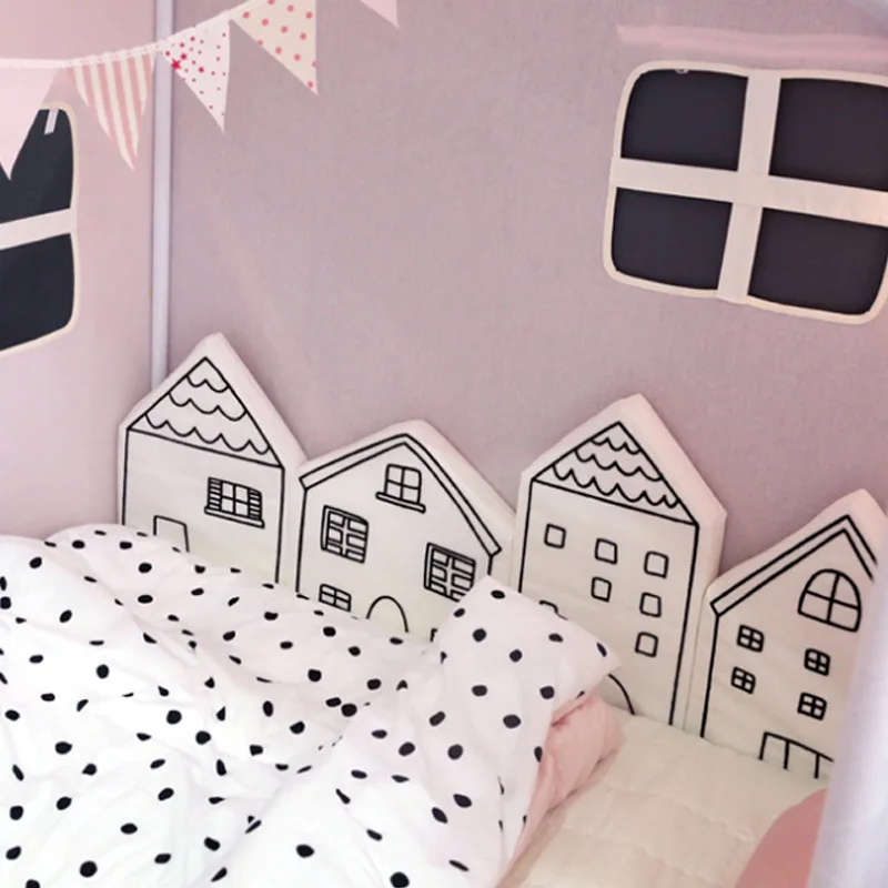 Nordic Baby Bed Bumper Infant Crib Cushion Baby Protector Newborn Cot Around Pillows Room Decor for Girl Boy Bedroom 4pcs/Set