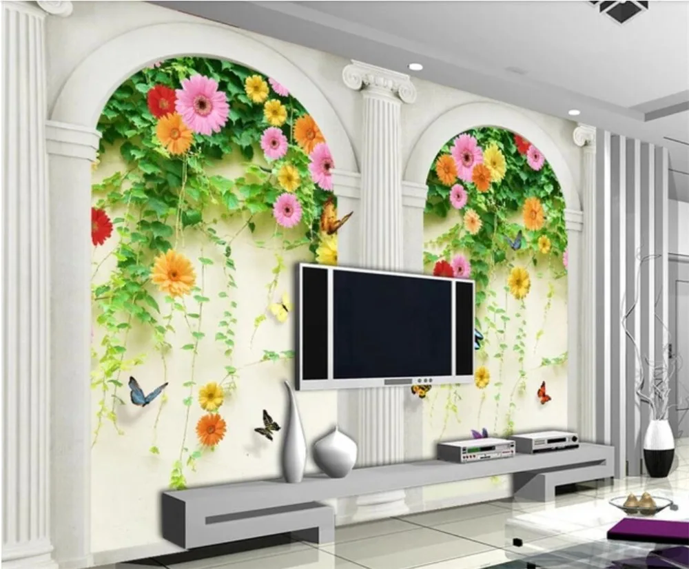 beibehang Custom wallpaper 3D European high-grade stereo rose arches Roman TV backdrop living room bedroom mural 3d wallpaper