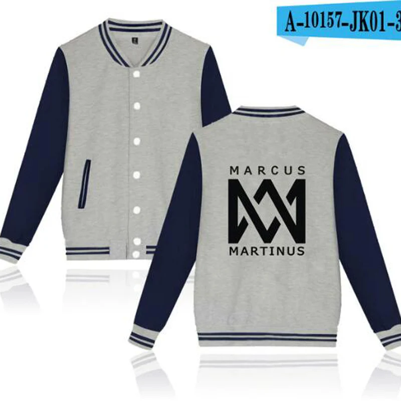 Marcus and Martinus Fleece Baseball Uniform Jacket Coat Women Brand Clothing Hip Hop Hoodie Tracksuit Streetwear Sweatshirt Male