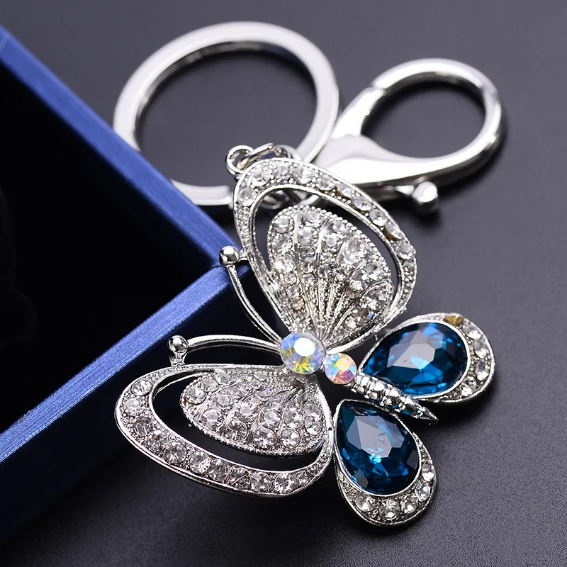 EASYA czerwony niebieski duży Rhinestone brelok z motylem Chaveiro śliczny modny kryształ owad wisiorek z amuletem akcesoria do torebek breloczek — zdjęcie 5