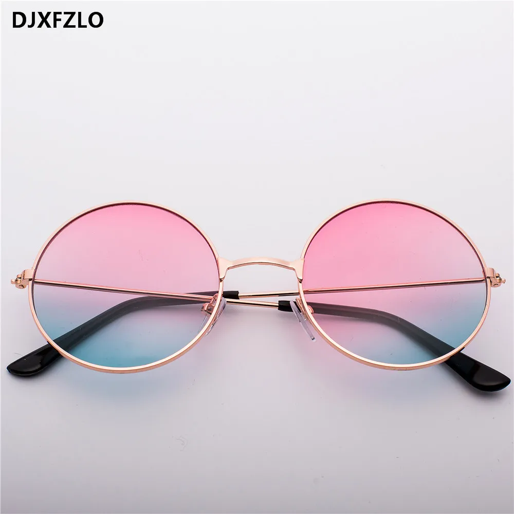 DJXFZLO  explosion models metal round fashion marine lenses red sunglasses unisex fashion Prince mirror UV400