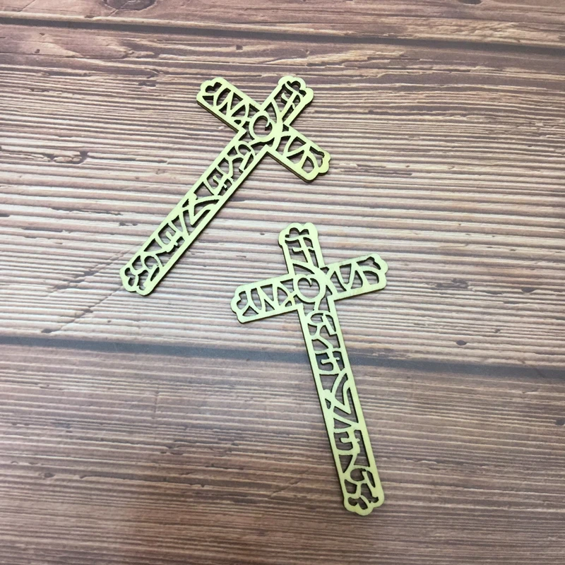 

50 laser cut wood wooden cross necklace