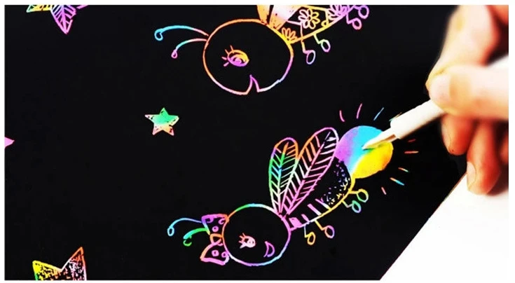 Magic Colorful Drawing Board Paper Painting Scraping Children Kids learning Education Toys Painting Doodle Notebook Scratch Toys