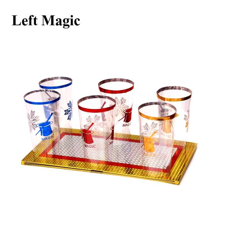 Six Cups Out From Two Plates Magic Trick Cups Appearing Stage Magic Props  Board Illusions Gimmick Accessory Funny