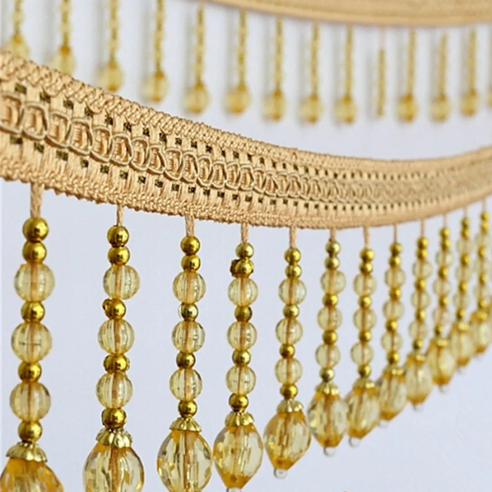 12yards Briaded Hanging Beads Tassel Fringe Trimming Applique Fabric Ribbon Tape Band Curtain Table Wedding Decorated T2583 image 2